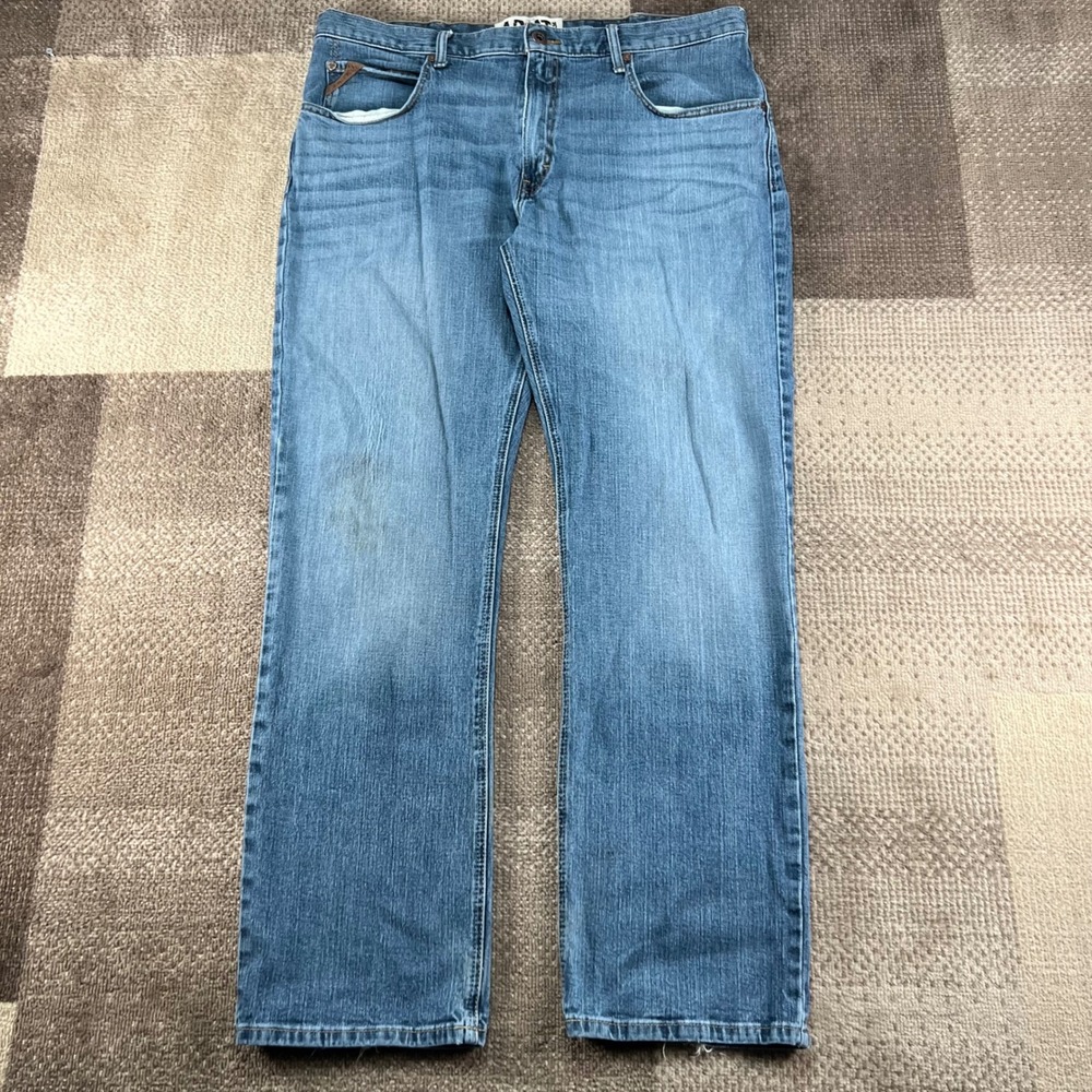 Ariat M4 Low Rise Boot Cut Jeans Mens 40x34 Blue Denim Whiskered